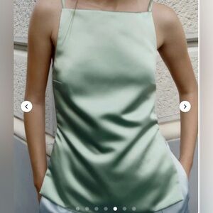 ZARA Elegant Mint Green Satin Women's Top